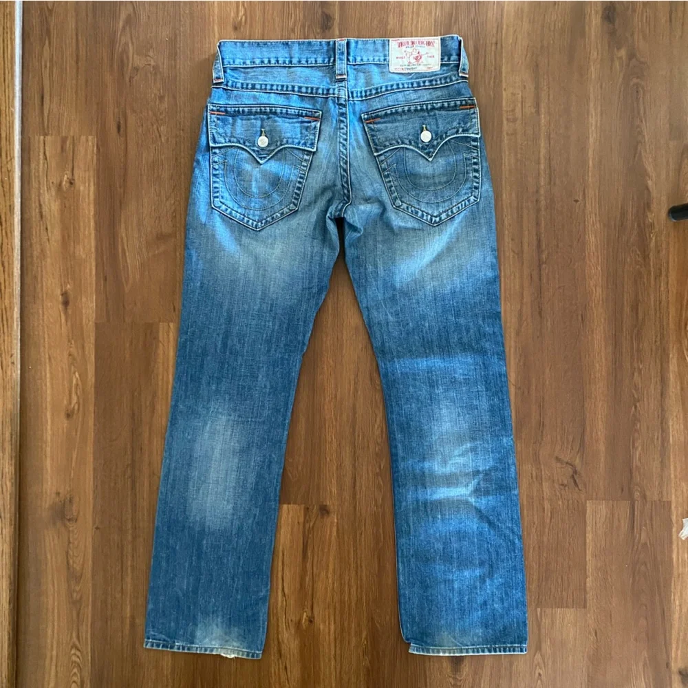 True Religion Jeans Men's 33 straight leg flap pocket blue Cotton